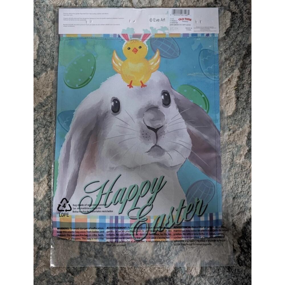 Meadow Creek Happy Easter Bunny Holiday Eggs Spring Garden Flag New!